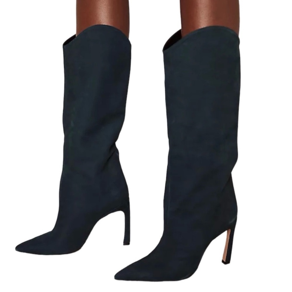 Schutz Maryana Black Nubuck Suede Boots